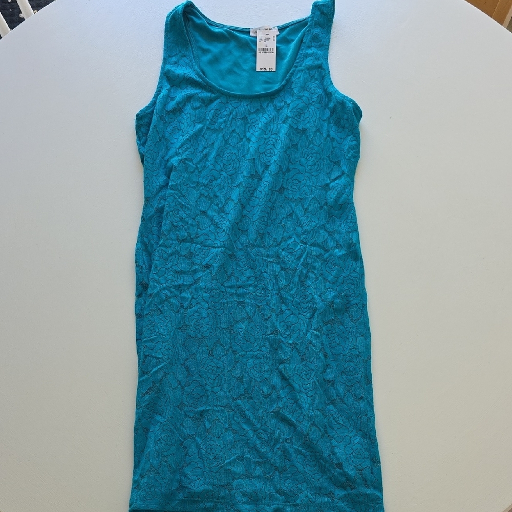 Teal Lace Floral Tank
